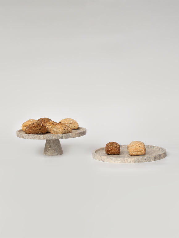 Silver Travertine Cake Stand
