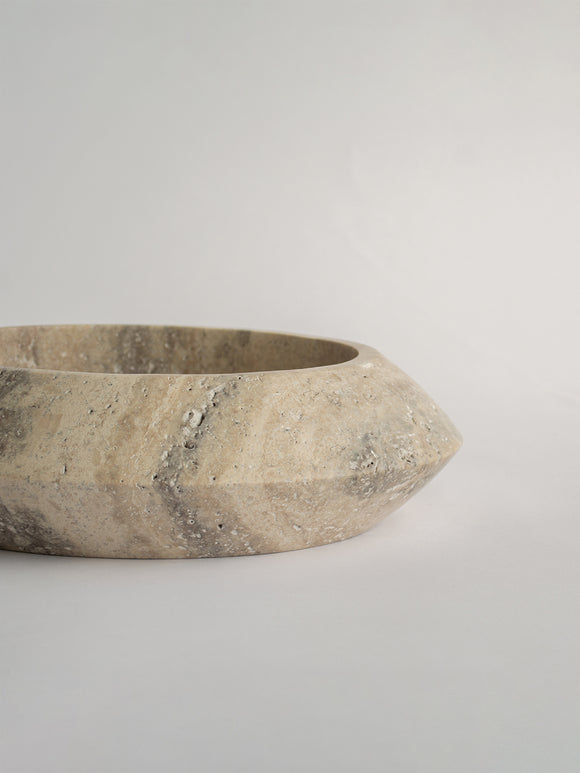 Silver Travertine Eclipse Bowl