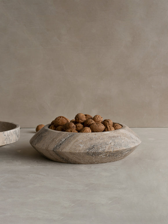 Silver Travertine Eclipse Bowl