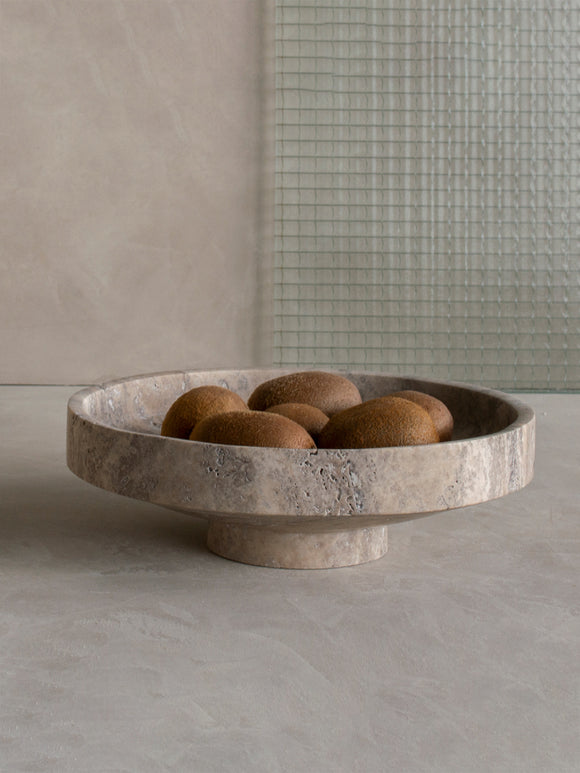 Silver Travertine Narrow Bowl