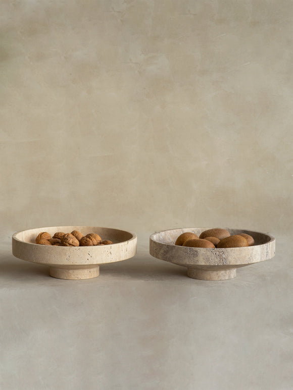 Silver Travertine Narrow Bowl