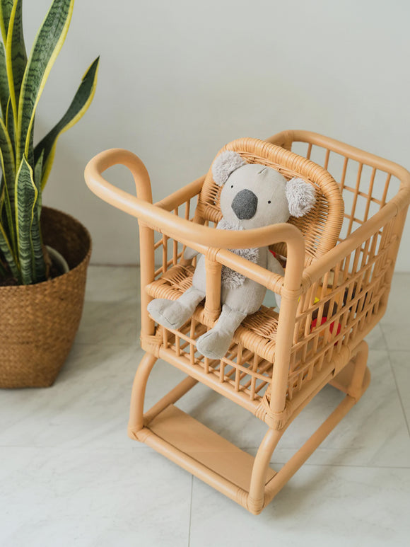 Handcrafted Kids Shopping Cart, Rattan Wicker