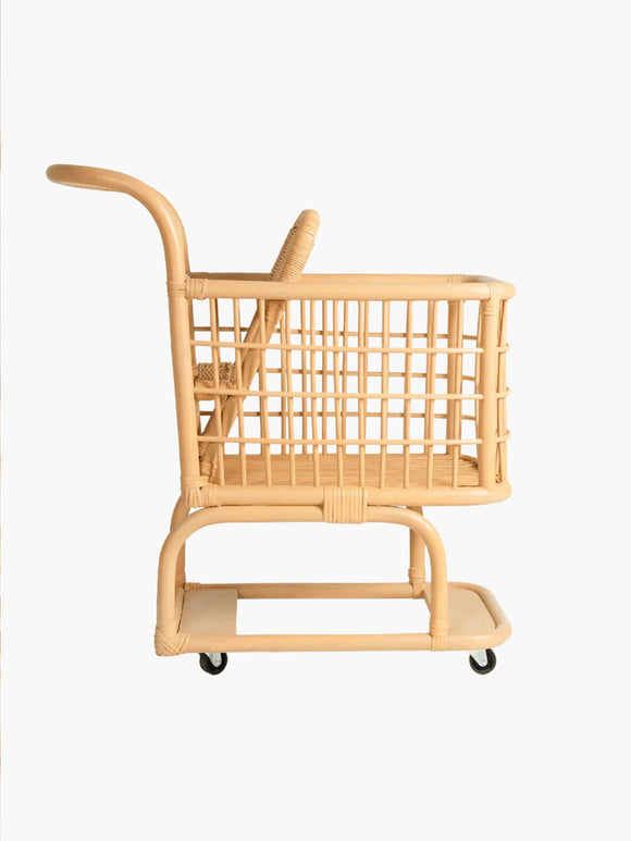 Handcrafted Kids Shopping Cart, Rattan Wicker