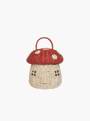 Rattan Mushroom Basket, Red