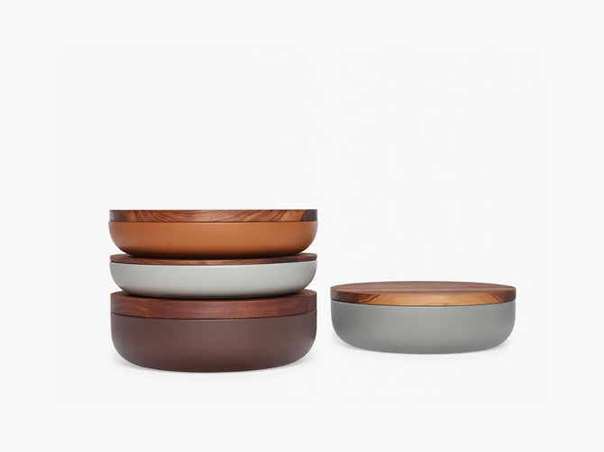 Vincent Van Duysen Ceramic Pot with Walnut Lid, Warm Grey