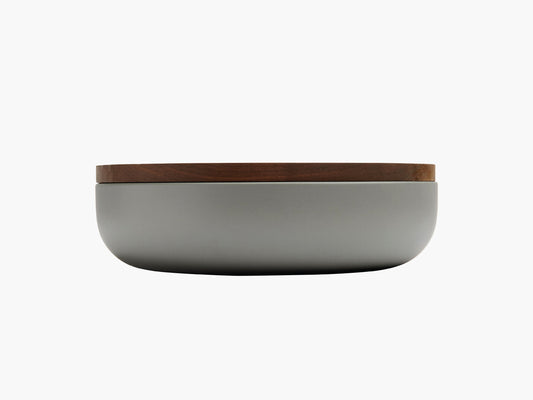 Vincent Van Duysen Ceramic Pot with Walnut Lid, Warm Grey