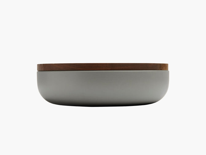 Vincent Van Duysen Ceramic Pot with Walnut Lid, Warm Grey