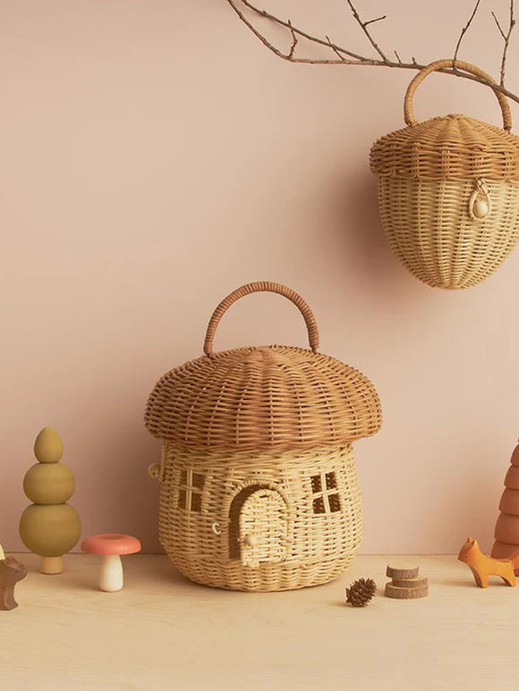 Rattan Mushroom Basket, Natural