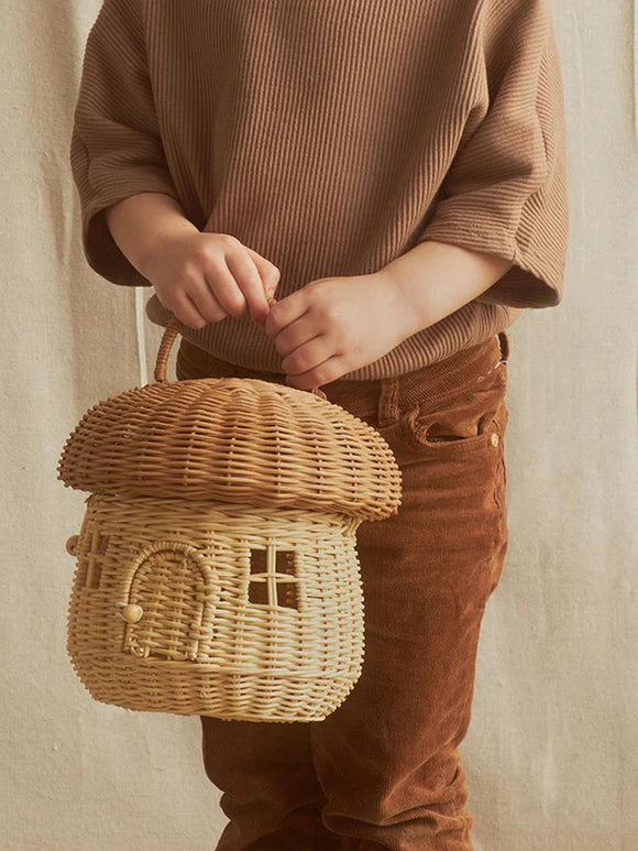 Rattan Mushroom Basket, Natural