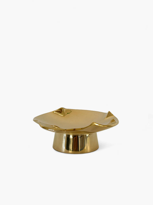 Brass Pedestal Bowl - WLLW - brass candle holder
