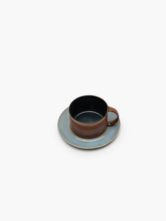 Saucer for Coffee Cup Smoky Blue/Rust Terres de Rêves