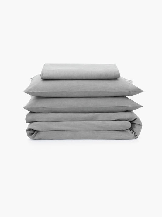 Hypoallergenic Bedding Spread - Organic Duvet Cover Set, Silver Sumac