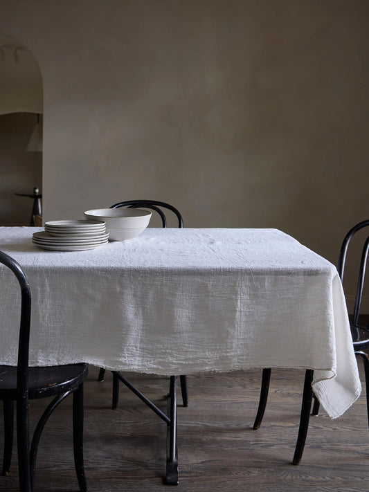 Linen Tablecloth White - Philo Linen Tablecloth, White
