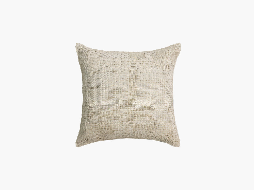 Hand Embroidered Pillow, Light Taupe