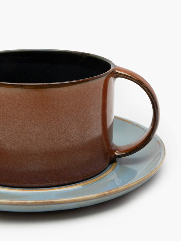 Saucer for Coffee Cup Smoky Blue/Rust Terres de Rêves