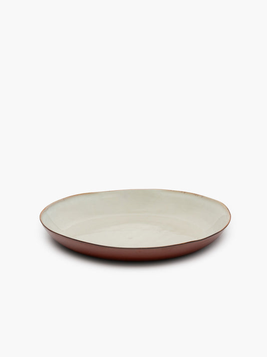 Stoneware Dish - Serving Plate Misty Grey/Rust Terres de Rêves