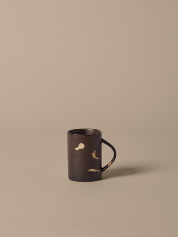 Koyo Glaze Ceramic Mug, Dark Brown & Buff
