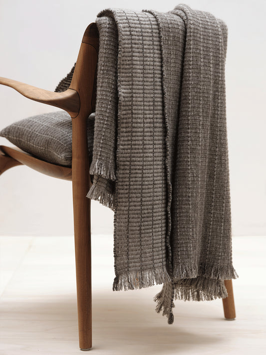 Throw Blanket Wool - John Pawson Tile Throw, Stone