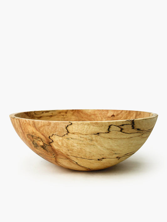 18" Spalted Maple Round Wooden Bowl - WLLW - wood bowl
